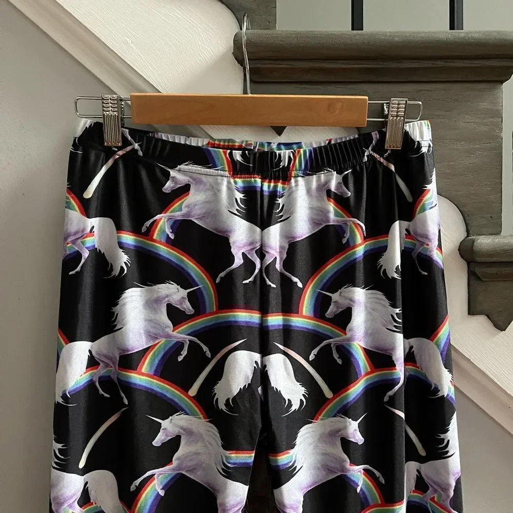 Unicorns & Rainbows Super Stretchy Leggings sz L EUC